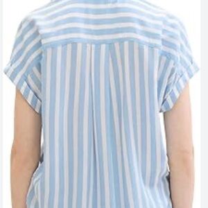St. John's Bay Light Blue and White Striped Button Down Shirt